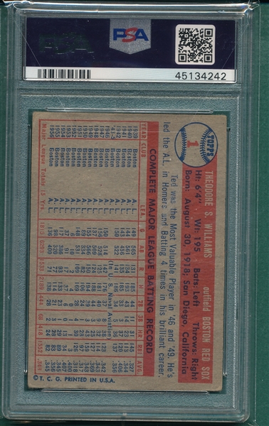 1957 Topps #1 Ted Williams PSA 2