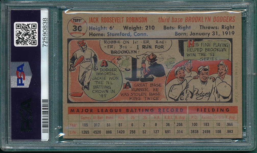 1956 Topps #30 Jackie Robinson PSA 2 *Gray*