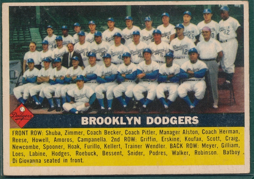 1956 Topps #166 Brooklyn Dodgers Team