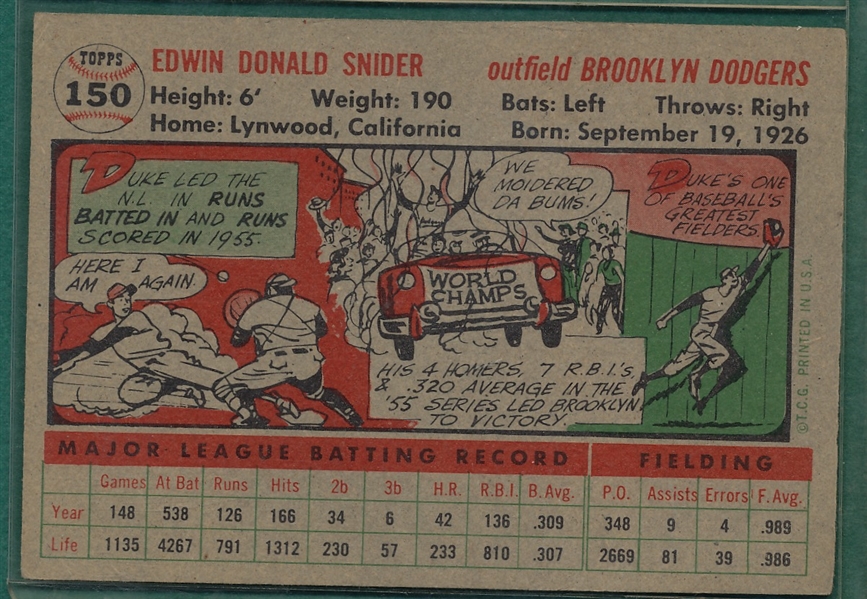 1956 Topps #150 Duke Snider