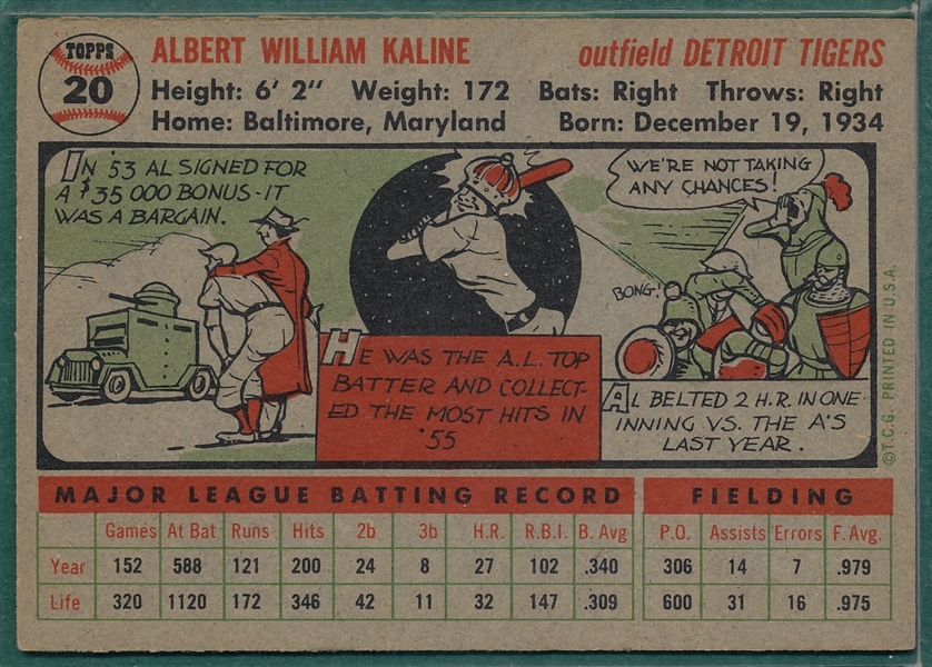 1956 Topps #20 Al Kaline