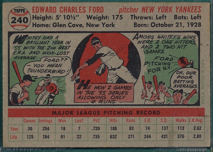 1956 Topps #240 Whitey Ford