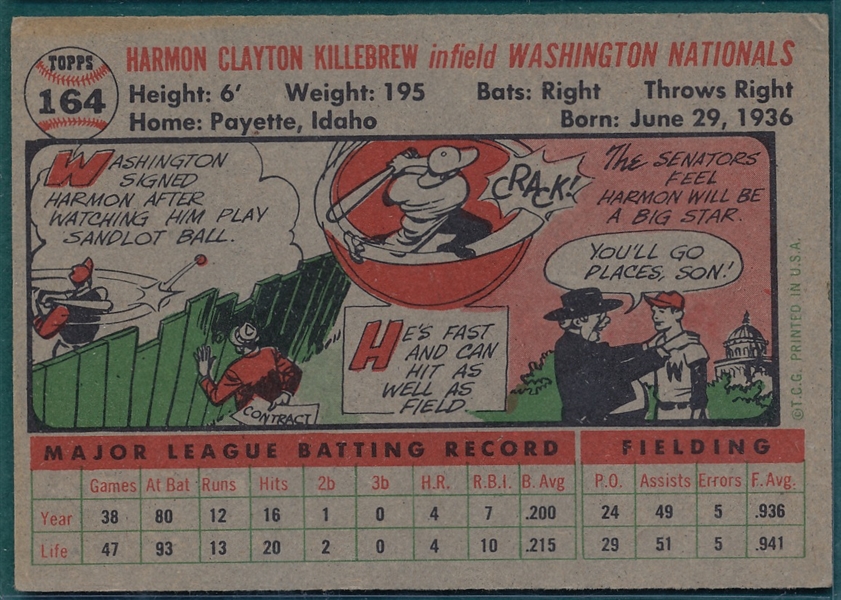 1956 Topps #164 Harmon Killbrew