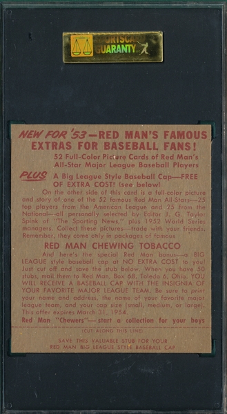 1953 Red Man #AL-24 Al Rosen SGC 60 *W/ Tab*