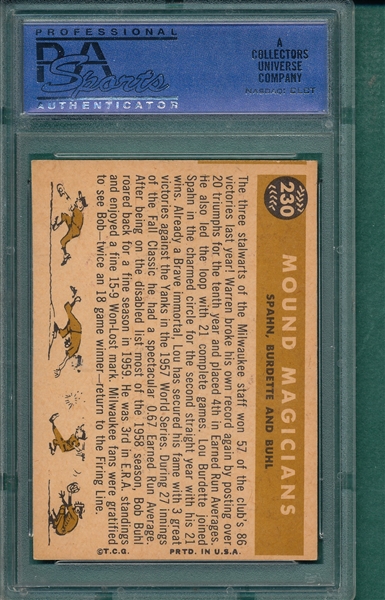 1960 Topps #230 Mound Magicians W/ Spahn PSA 7
