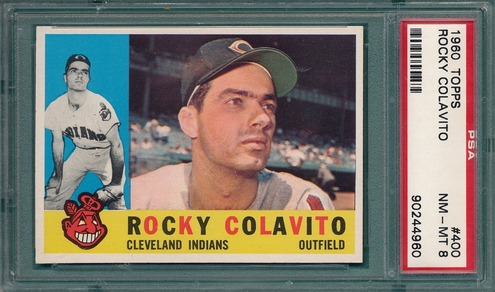 1960 Topps #400 Rocky Colavito PSA 8