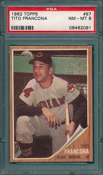 1962 Topps #097 Tito Francona PSA 8