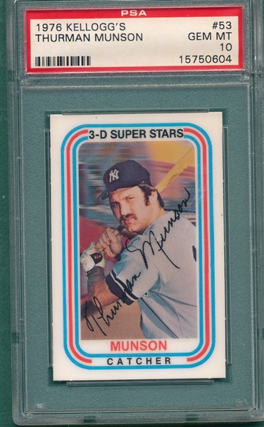1976 Kellogg's #53 Thurman Munson PSA 10