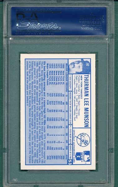 1976 Kellogg's #53 Thurman Munson PSA 10