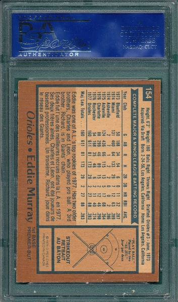 1978 O-Pee-Chee #154 Eddie Murray PSA 6 *Rookie*