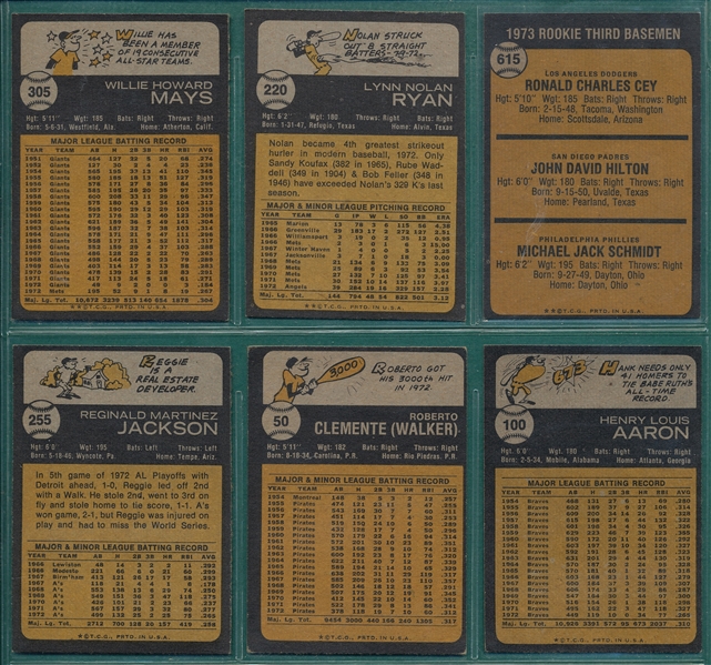 1973 Topps Baseball Complete Set (660) W/ Schmidt, Rookie