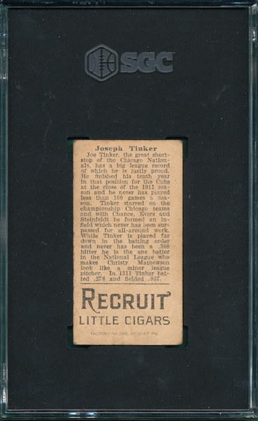 1912 T207 Tinker Recruit Little Cigars SGC 3