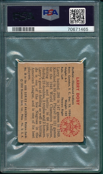1950 Bowman #039 Larry Doby PSA 2