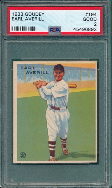 1933 Goudey #194 Earl Averill PSA 2
