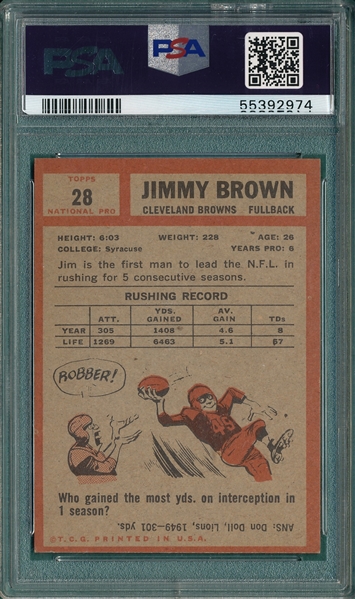 1962 Topps #28 Jim Brown PSA 5