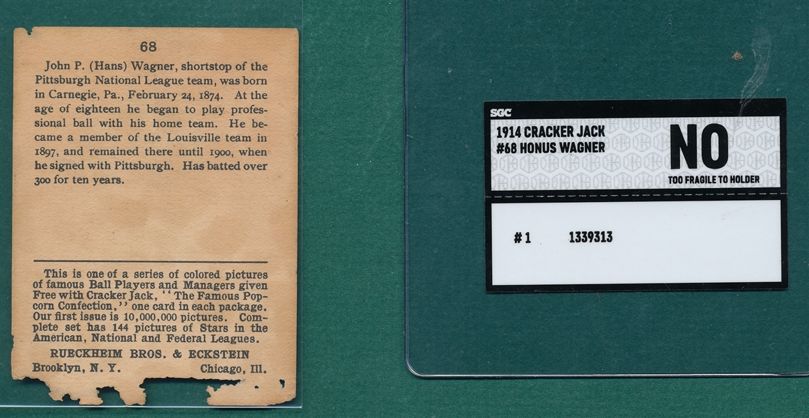 1914 Cracker Jack #68 Honus Wagner SGC