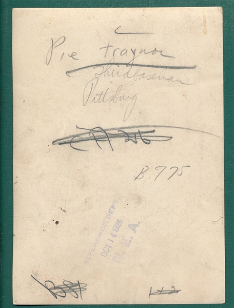 1926 Type 1 Photograph Pie Traynor, RMY Authentic