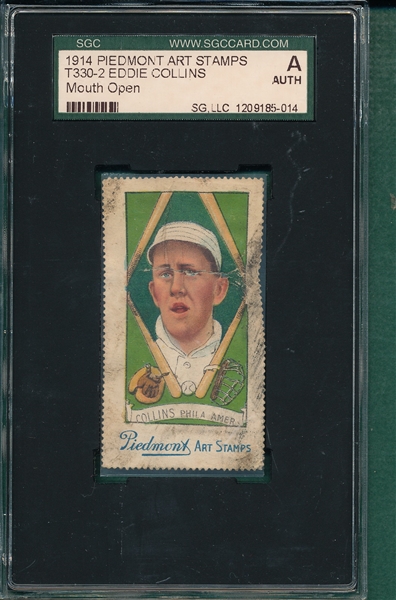 1914 T330-2 Collins, Mouth Open, Piedmont Art Stamps, SGC Authentic